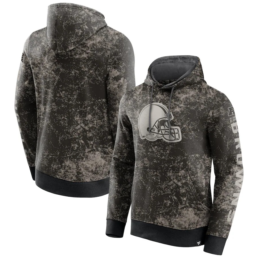 Men's Cleveland Browns Black/Gray Blackout Tonal Pullover Hoodie Men's Cleveland Browns Black/Gray Blackout Tonal Pullover Hoodie
